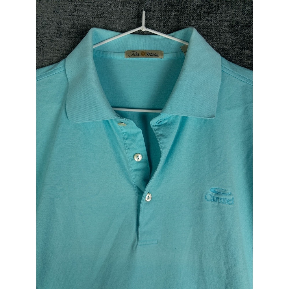 VTG Peter Millar Polo Shirt Mens M Turquoise Carmel Cotton Short Sleeve